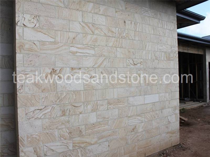 Teakwood Sandstone Wall Paneling